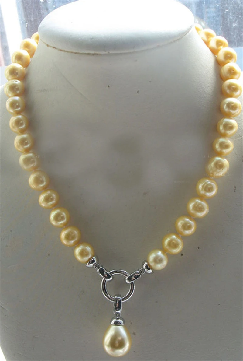 freshwater pearl yellow 10-11mm A round &ampshell necklace 18inch wholesale | Украшения и аксессуары