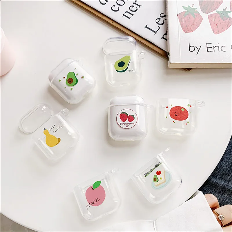 Летний чехол с фруктовым узором для Airpods, милый чехол для наушников AirPods, мультяшная bluetooth-гарнитура, Мягкий ТПУ силиконовый чехол