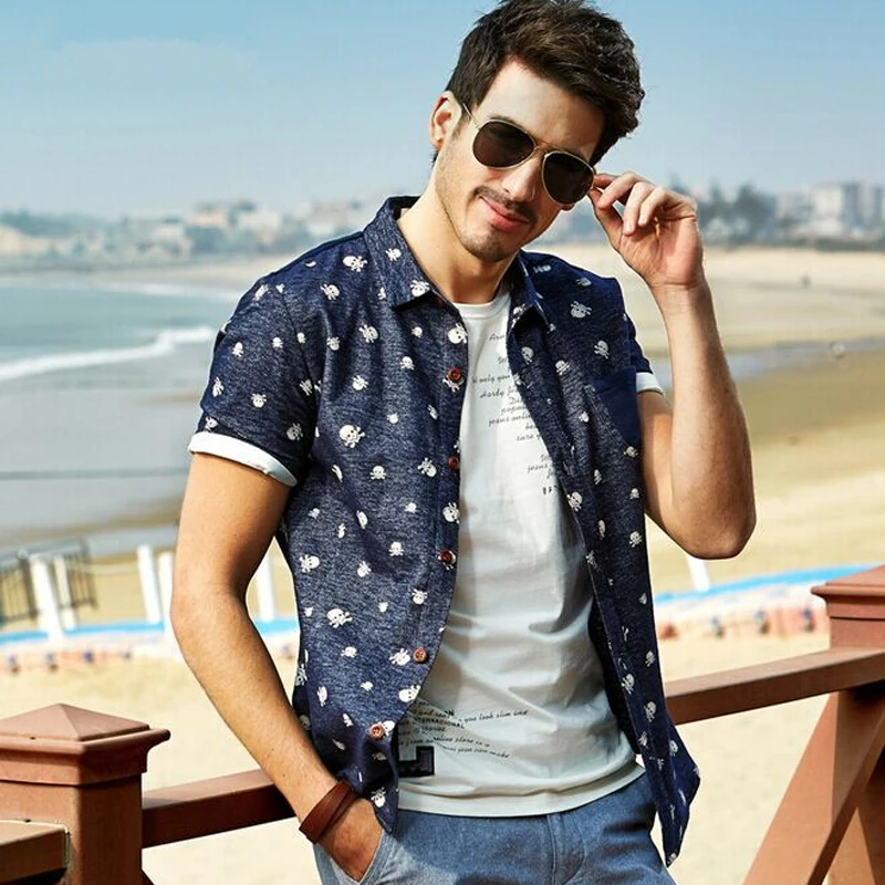 summer casual open stitch men shirt new 
