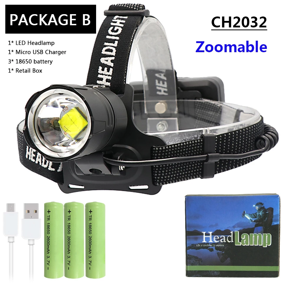 Package F Мощный 4291lm XHP70 XHP50 светодиодный налобный фонарь, налобный фонарь с увеличением, фонарь с аккумулятором 18650, Перезаряжаемый USB фонарь - Испускаемый цвет: Package F
