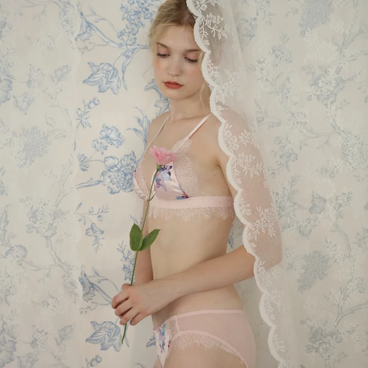 SP & CITY французский с принтом треугольная чашка кружевной комплект бюстгальтером