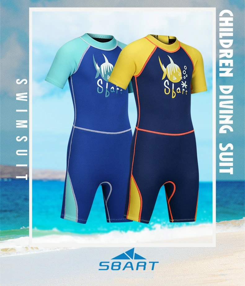 SBART/Новинка Детский комплект из 2 мм неопрена для купания теплый цельный костюм