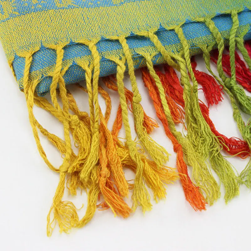 

Chinese Ethnic Style Cotton Scarf Rainbow Jacquard Scarves Shawls Silk Scarfs Spring Scarves Flowers Shawl Summer Shawls Hijabs