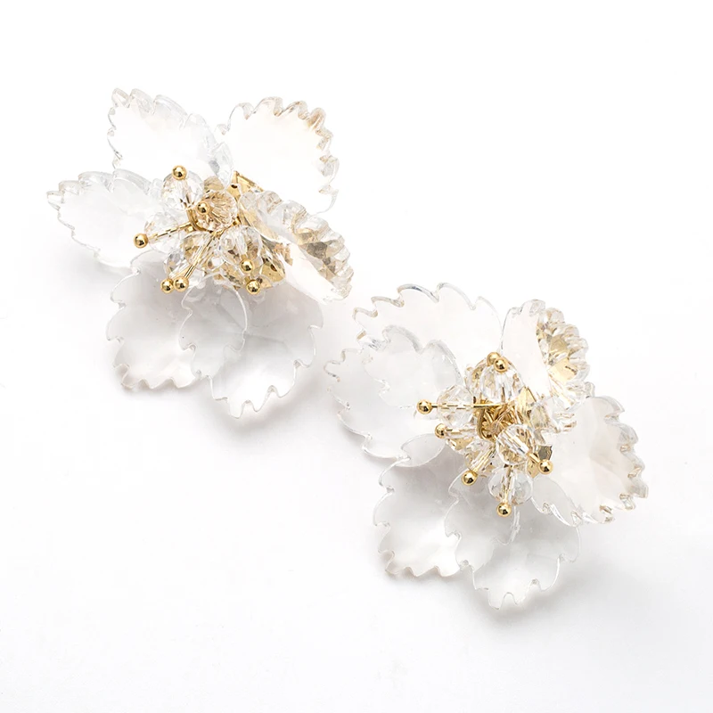 Женские серьги гвоздики с прозрачными лепестками из акрила|Серьги-гвоздики| |