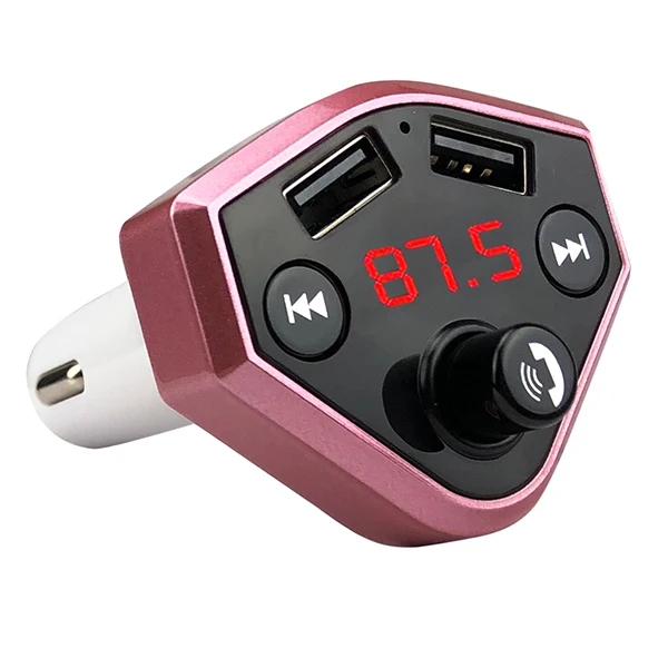 Pink Bluetooth fm-передатчик Автомобильный MP3 аудио музыкальный плеер двойной USB Радио модулятор автомобильный комплект громкой связи с 5 В 3.1A USB зарядное устройство стиль - Название цвета: Pink