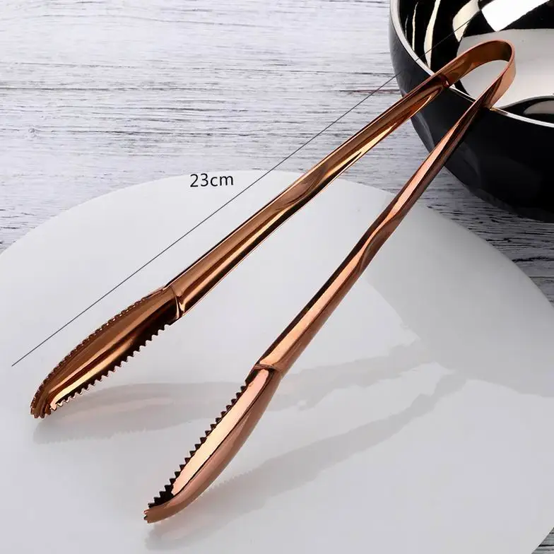 2 Rose Gold Нержавеющая сталь ледяной зажим 2 шт. золотые пищевые щипцы для барбекю сервировочная посуда tong против пригорания Кондитерские щипцы для барбекю - Цвет: 2 Rose Gold