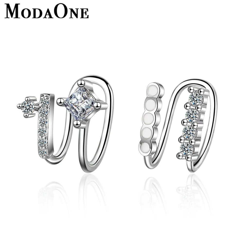 ModaOne модные корейские серьги-клипсы для женщин 925 пробы серебряные серьги-каффы для девочек