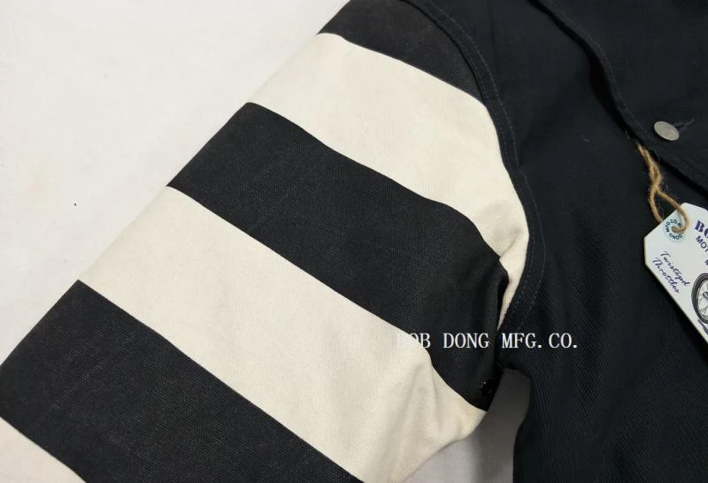 BOB DONG Men's Motorcycle Prison Striped Patchwork Jacket Winter Aviator Coats