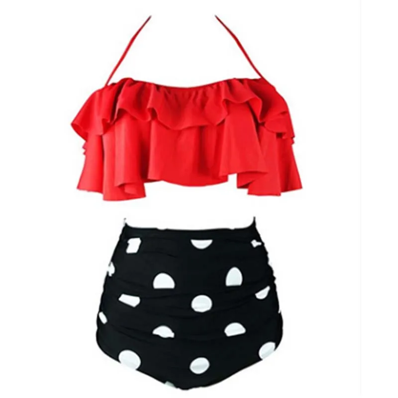 red Купальник в клетку яркий купальник накладки на грудь пуш ап купальник bikinis mujer купальник слитный большой размер купальник большой размер женский купальник с высокой талией бикини пуш ап купальник с арбузами - Color: red