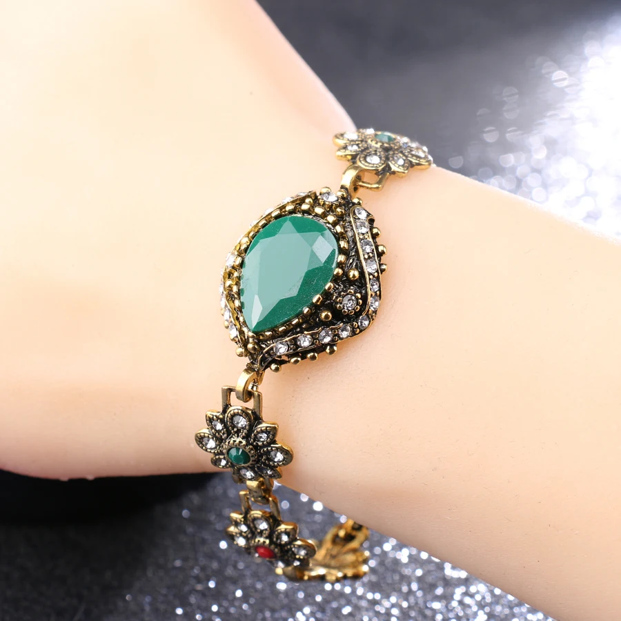 Винтажное Ювелирное Украшение Kinel Модный Зеленый Браслет манжета для женщин