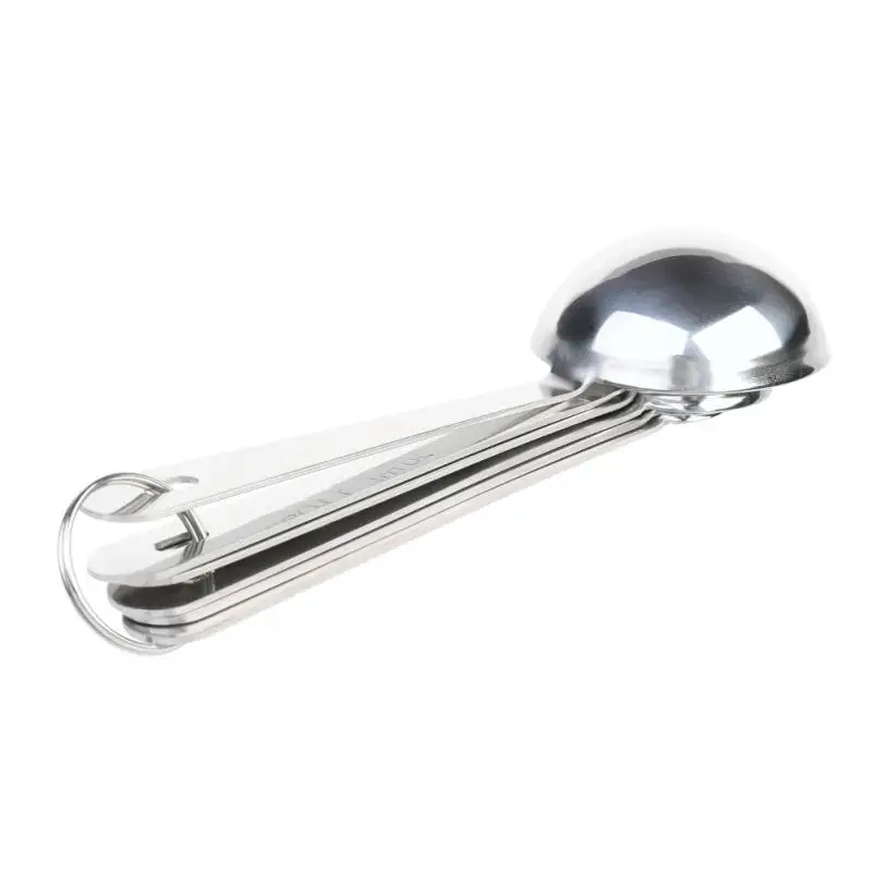 Нержавеющая Сталь Круглая Голова Мерные Ложки Набор 6 Точной для Сухих и Жидких