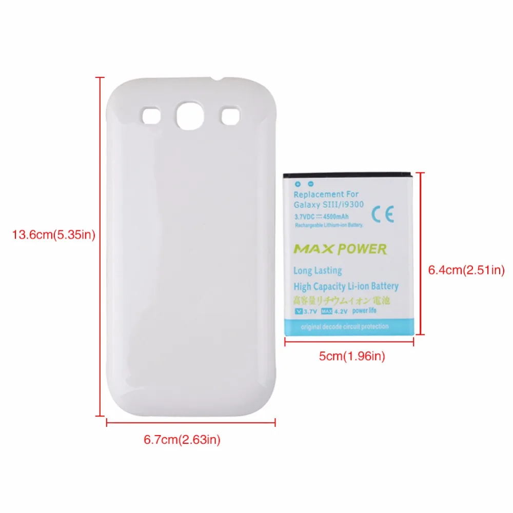 Удлиненная запасная батарея 4500 мАч для Samsung Galaxy S3 i9300 + задняя крышка S III