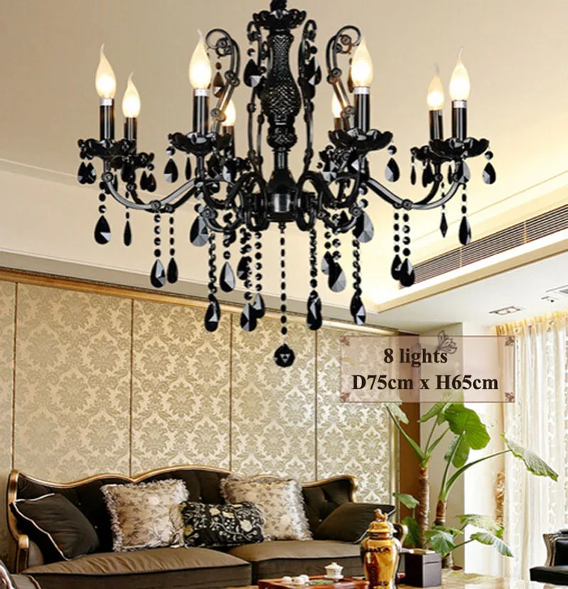 Черная хрустальная лампа Европейская гостиная люстра американский ресторан