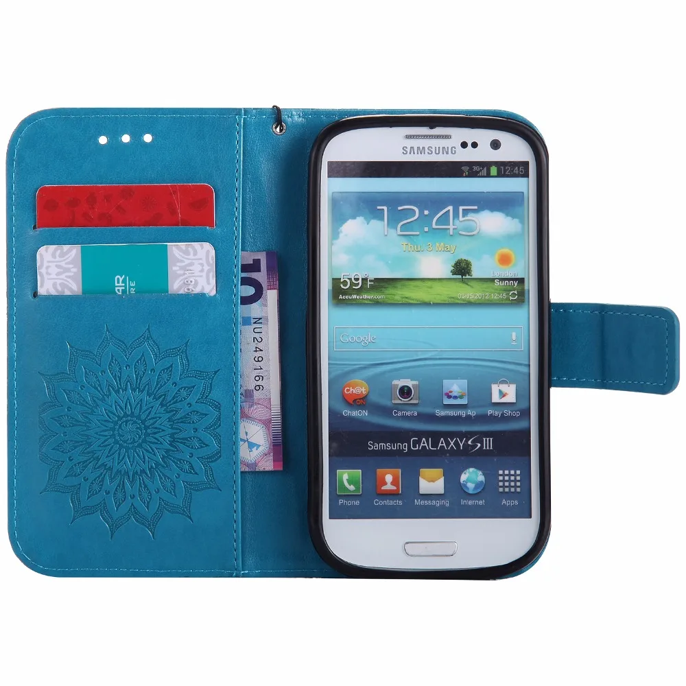 Чехлы из искусственной кожи с тиснением подсолнуха для Samsung I9300 Galaxy S 3 III чехлы