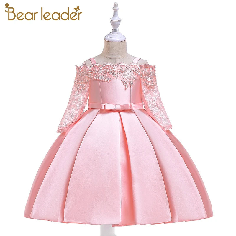 Bear Leader Girls Dress 2019 Summer New One-shoulder Party Princess Flower Puffy Kids Elegant Children Clothes | Детская одежда и