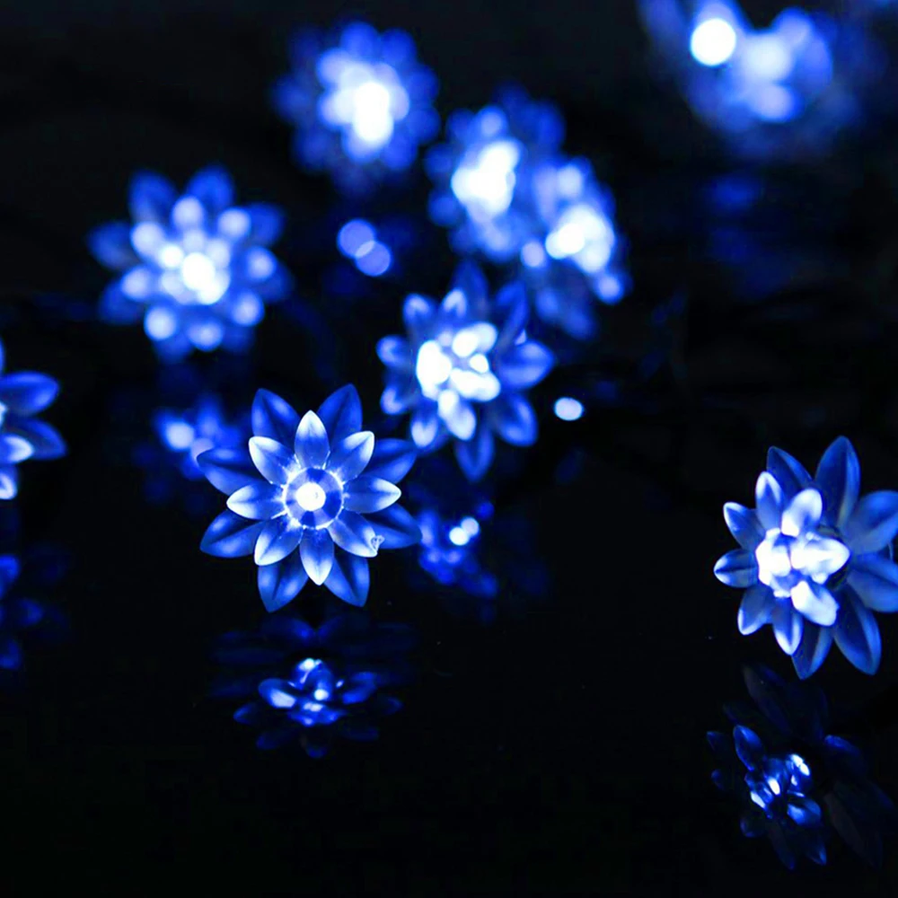 Tdrshine Солнечный свет строка 30LED открытый гирлянды двойной лотос огни Строка