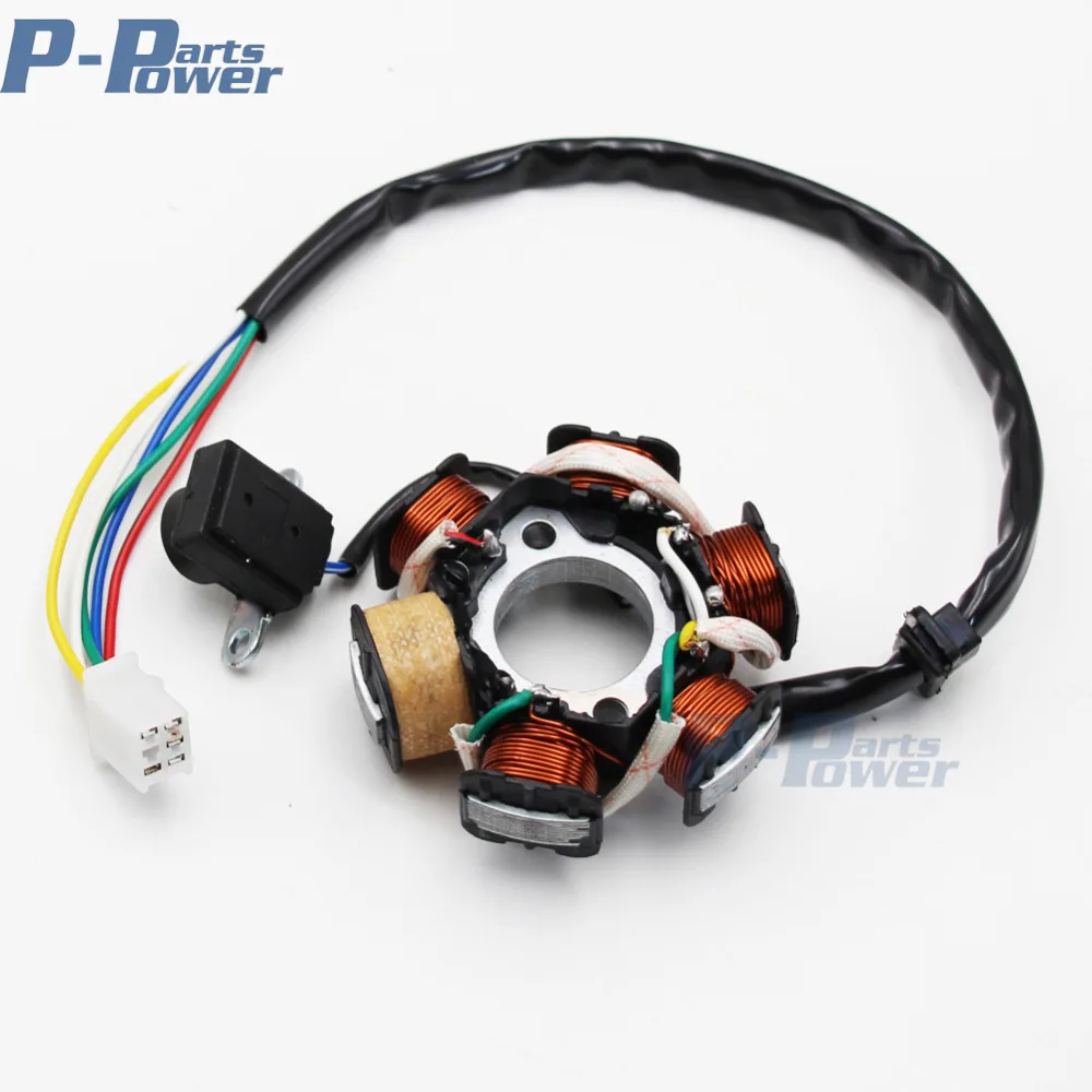 Магнитный статор с 6 катушками GY6 125cc 150cc Скутер ATV картинг трубка Znen Jonway Taotao JCL