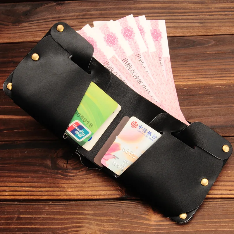 SHENGJUN Ручной Кожа Коровы Мини Старинные Бумажник Мужчины Коровьей Кредитные