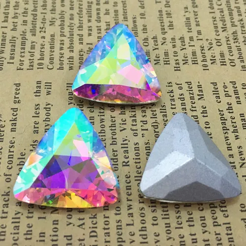 crystal ab 8 мм 10 мм 12 мм 14 мм 16 мм 18 мм 23 мм трехугольное стекло, кристалл, камень, заостренный назад горный хрусталь все цвета для одежды diy - Color: crystal ab