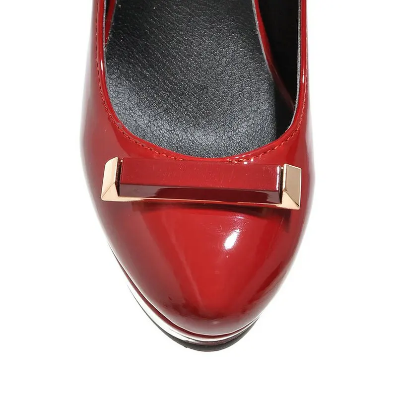 Новая Женщина Красный ПУ Лакированной кожи платье Тонкие Высокой Пятки Женщин