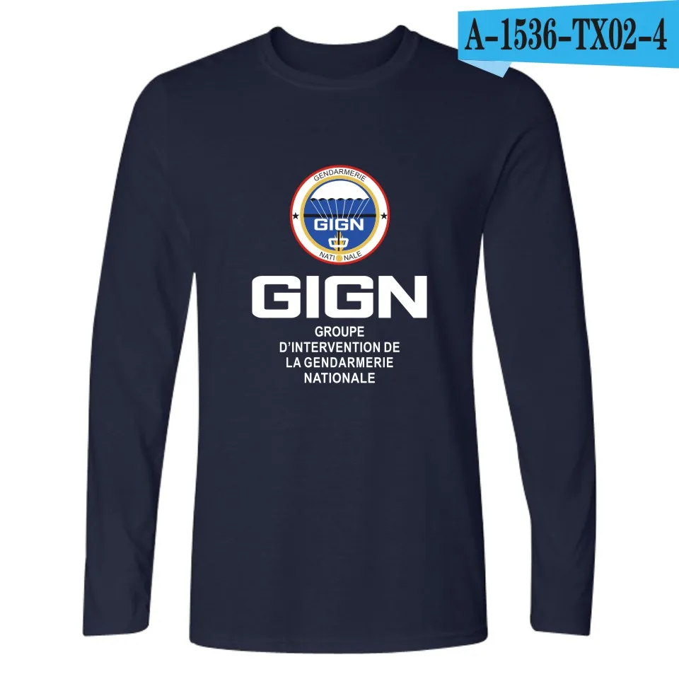 navy blue GIGN весна осень модная спортивная футболка для пары женщин и мужчин футболки Повседневная футболка с круглым вырезом и длинным рукавом футболки топы - Цвет: navy blue