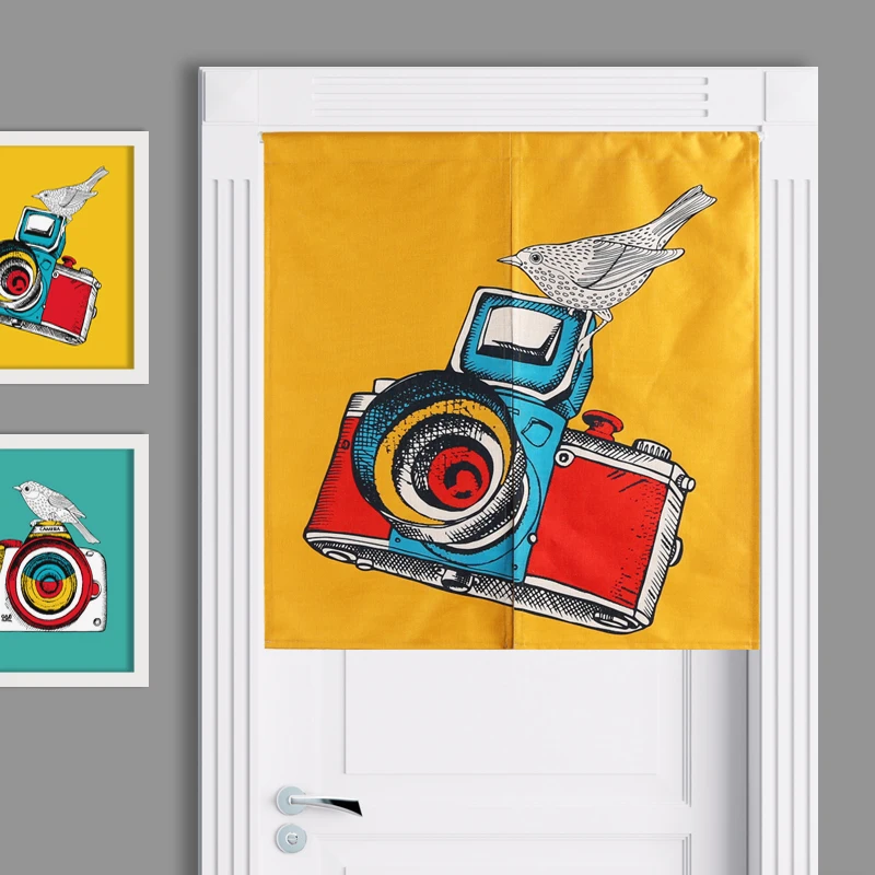 Новая хлопковая льняная занавеска в японском стиле цветная синяя красная желтая