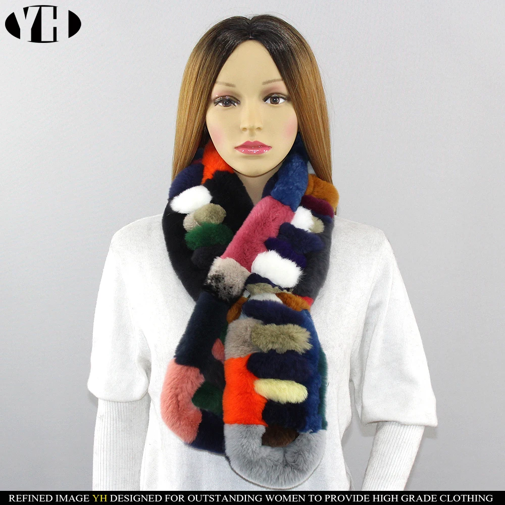 2019 Новое поступление женский зимний Настоящий мех кролика шарф мода леди 100%