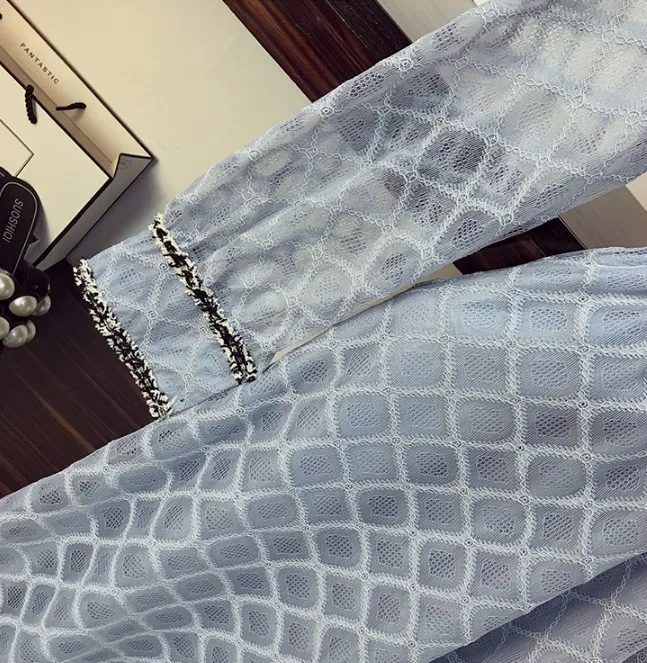 Новинка 2019 модное осеннее женское кружевное платье с длинным рукавом и круглым