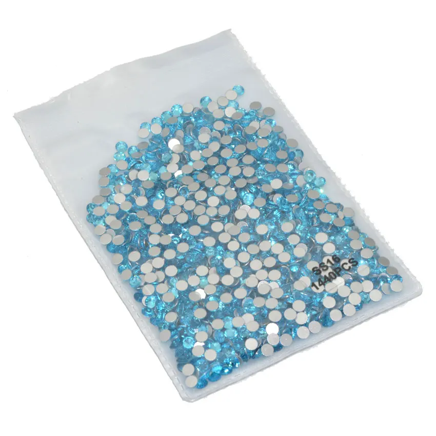 Стразы для ногтей с голубыми кристаллами стразы без горячей фиксации плоской