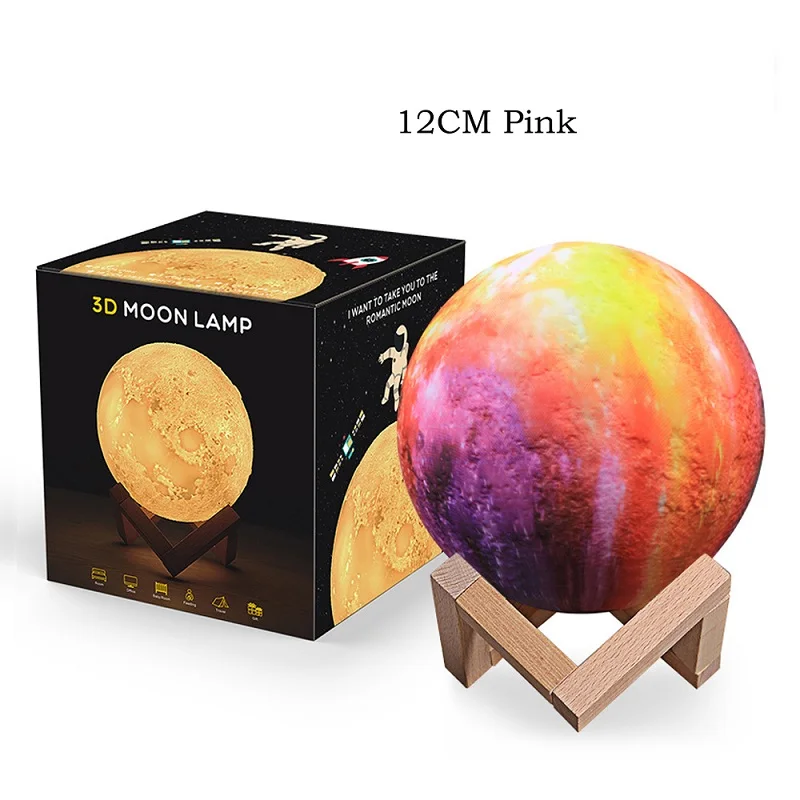 Pink 4.7 inch 3D Лунная лампа, новинка, светильник, светильник ing, Лунная лампа лунного света, настольный USB светодиодный светильник с сенсорным датчиком, меняющие цвет, ночные лампы - Цвет: Pink 4.7 inch