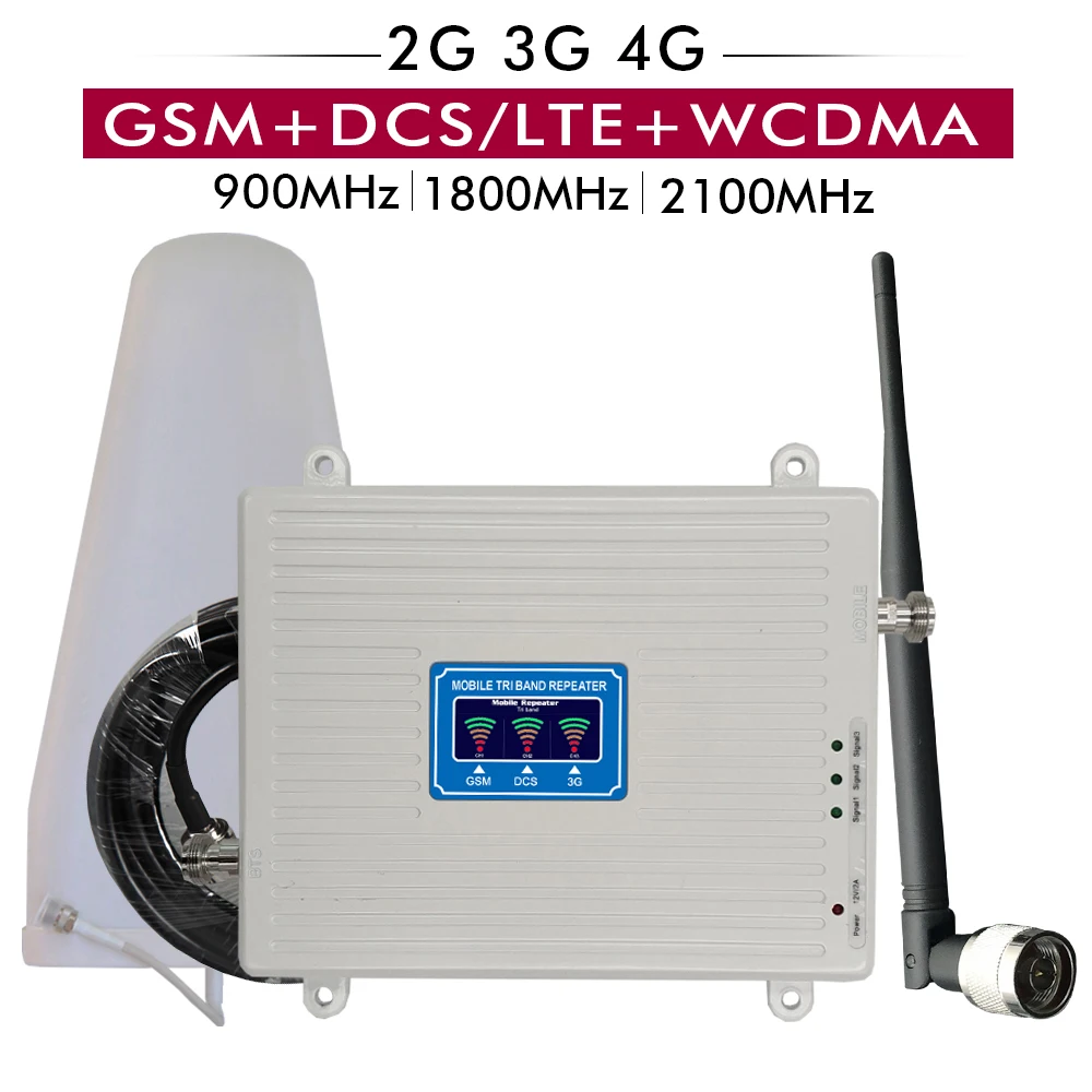 Трехдиапазонный усилитель GSM 900 + DCS/LTE 1800 WCDMA/UMTS 2100 МГц 65 дБ|Усилители сигнала| |