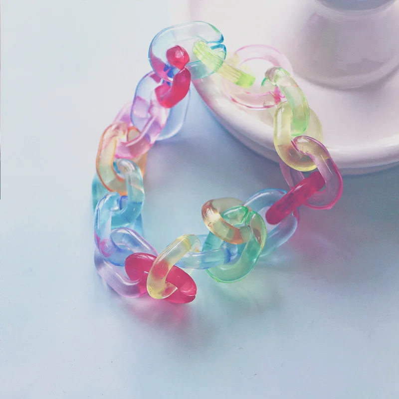 

Cute Handmade Colorful Transparent Acrylic Bracelet, Candy Color For Women Men Judy Jewelry Party Creative Gift Birthday Gift