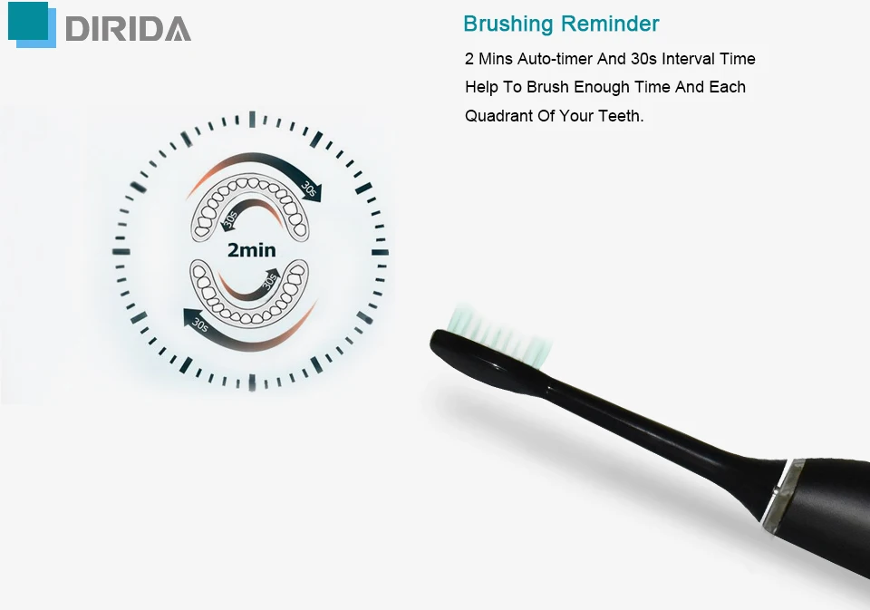 DIRIDA S-100 перезаряжаемая звуковая зубная щетка usb зарядка электрическая зубная щетка Sonicare IPX7 Водонепроницаемая ультра звуковая Глубокая чистка зубов