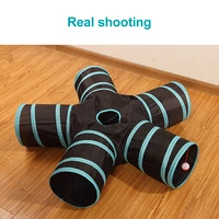 hot 5 holes 2 colors foldable pet cat tunnel indoor outdoor pet cat training toy for cat rabbit animal play tunnel tube