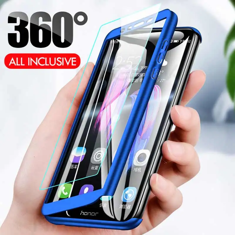 Защитный чехол из закаленного стекла с полным покрытием для Huawei Honor 9/9 Lite/8X Max/7A/7C Pro