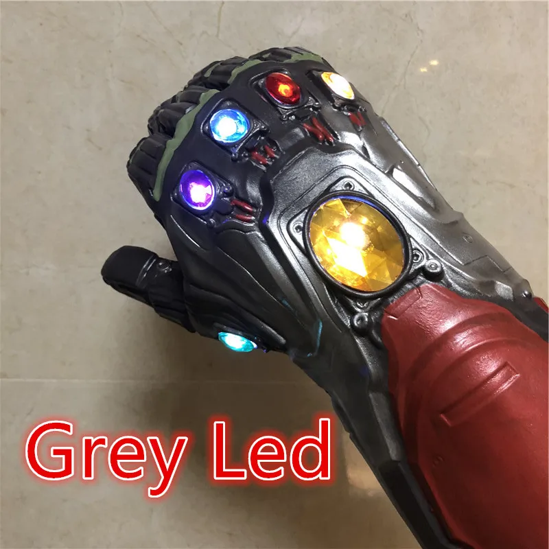 Gery Led 1:1 светодиодный свет танос Бесконечность Gauntlet Гибкие пальцы Мстители Бесконечная война Косплэй перчатки со светодиодами дети подарок костюм Хэллоуин Pro - Цвет: Gery Led