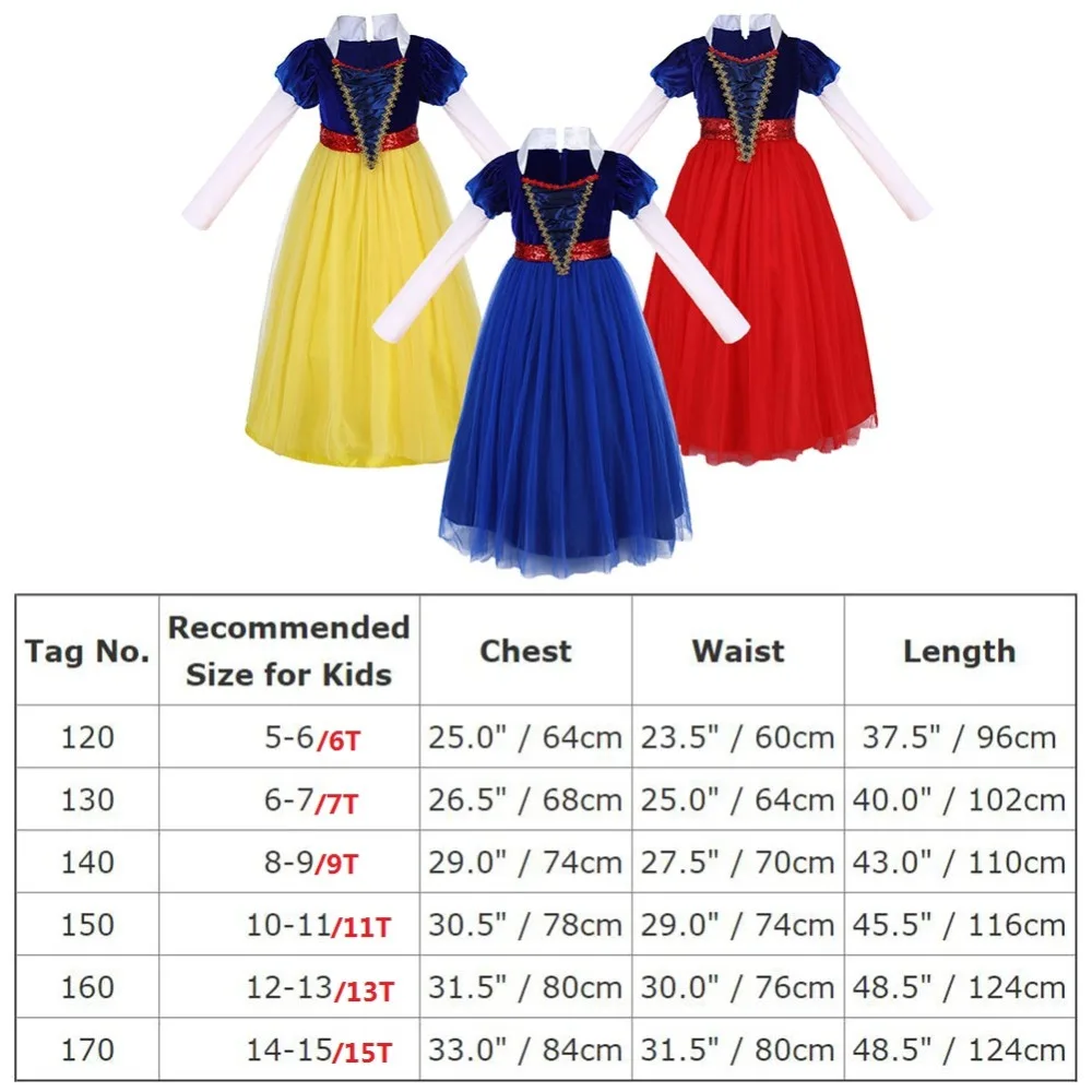 2019 Fashion Snow White Cosplay Costume Princess Dress for Theme Party Child Kids Pleated Tulle Long Dresses Girls | Детская одежда и