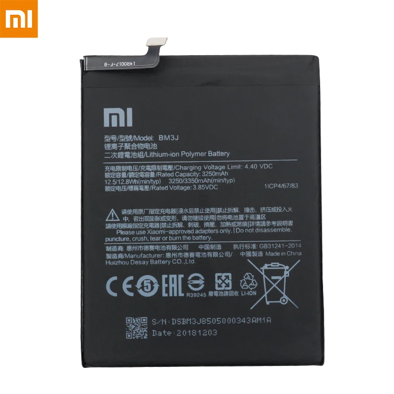 Xiao mi аккумулятор для телефона BM3J 3250 мАч для Xiaomi mi 8 Lite высокое качество сменные батареи Розничная посылка Бесплатные инструменты