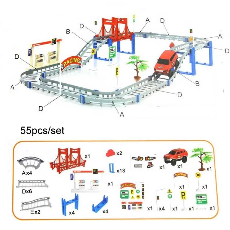 Поезд игрушки Электрический легкий рельсовый автомобиль 55 шт./компл. для детей