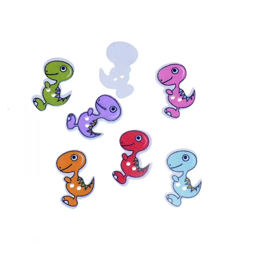 Бесплатная доставка 50 случайный смешанный милый динозавр 2 отверстия вышивка по