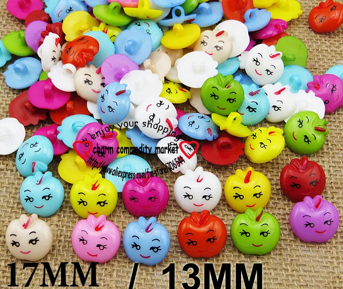100 шт. цветные пластиковые пуговицы для пальто ботинок|clothes accessories|cartoon buttonsapple buttons