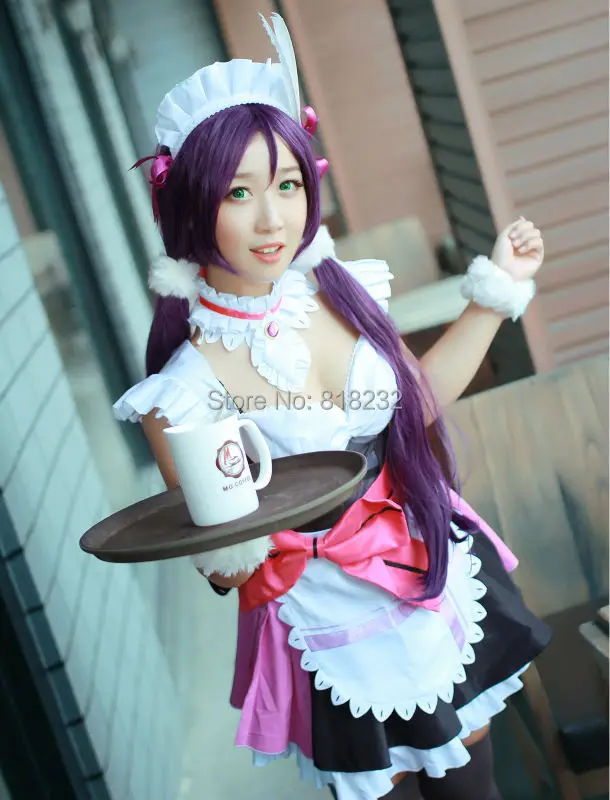 Lovelive! Платье-фартук для горничной Love Live Nozomi Tojo Униформа костюмы костюмированной