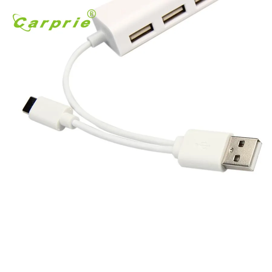 Carprie Новый Type C + USB 2 0 к RJ45 Lan Карта Ethernet сетевой кабель 3 порта концентратор для Win 8 7