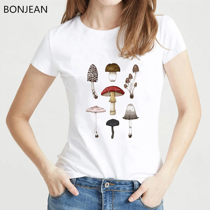 

2022 summer shirt women vintage plant mushrooms printed harajuku kawaii top female t-shirt 90s t shirt femme camisas mujer tees