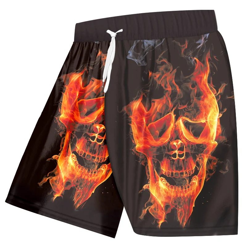 Шорты UJWI мужские с 3D принтом черепа повседневные короткие штаны аниме лето