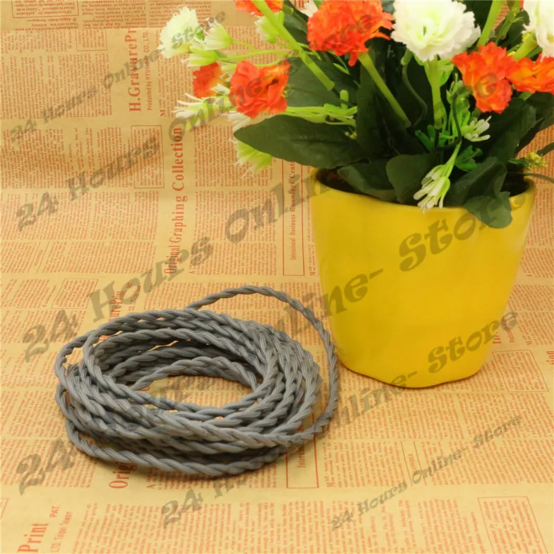 

Gray Color -5m/lot 2x0.75 Vintage rope Wire Twisted Cable Retro Braided Electrical Wire Fabric Wire DIY Pendant Lamp Wire Lamp