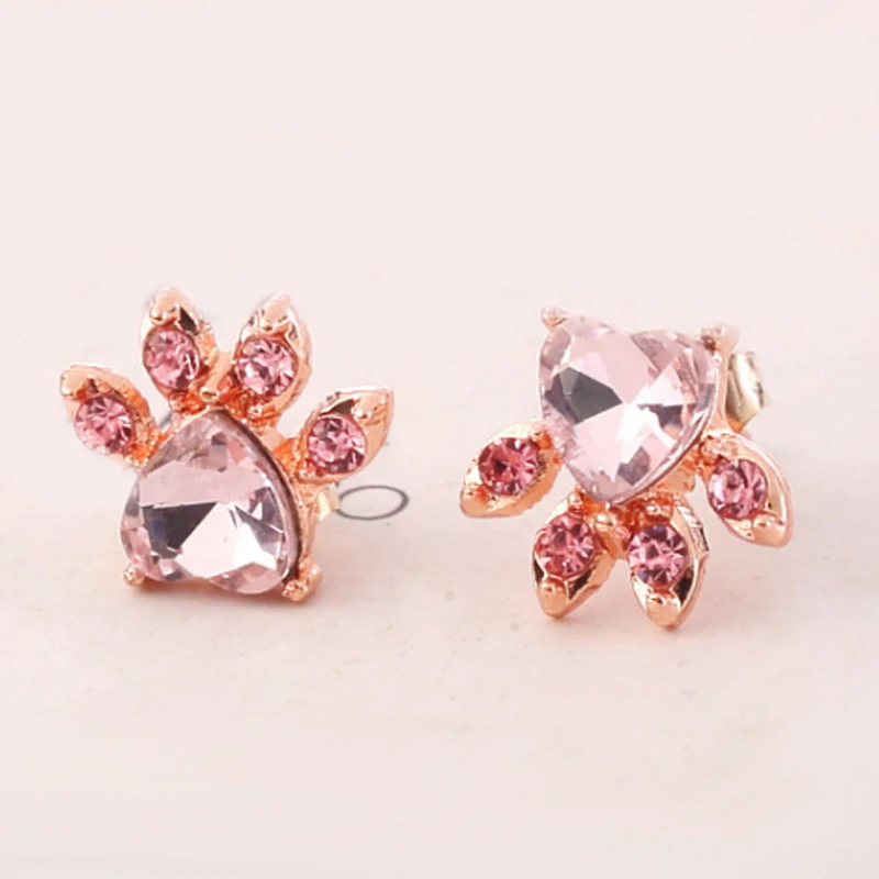 Серьги с кристаллами в виде собачьих когтей серьги из розового золота и серебра