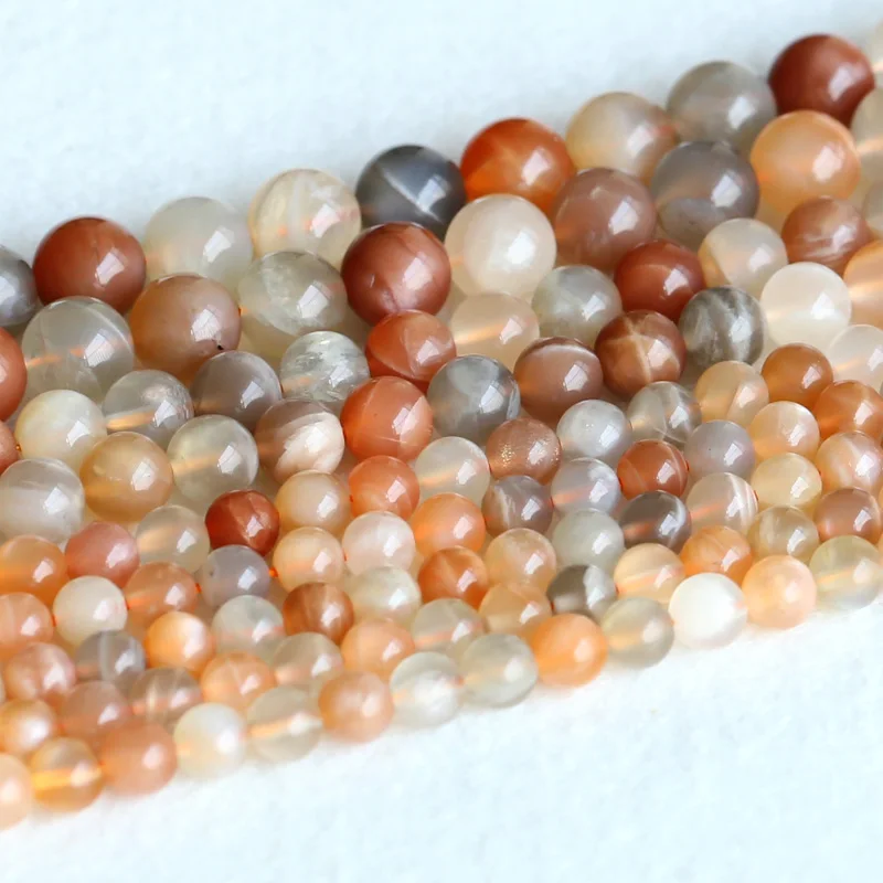 

Real Genuine Natural Multi-color Yellow Orange Moonstone Sunstone flash light Round Loose Ball Beads 6mm 8mm 10mm 15" 05143