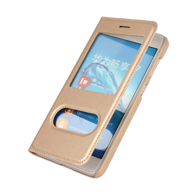 Чехол для Huawei P9 lite mini чехол 5 0 дюйма флип Y6 Pro 2017 с окошком из поликарбоната кожаный