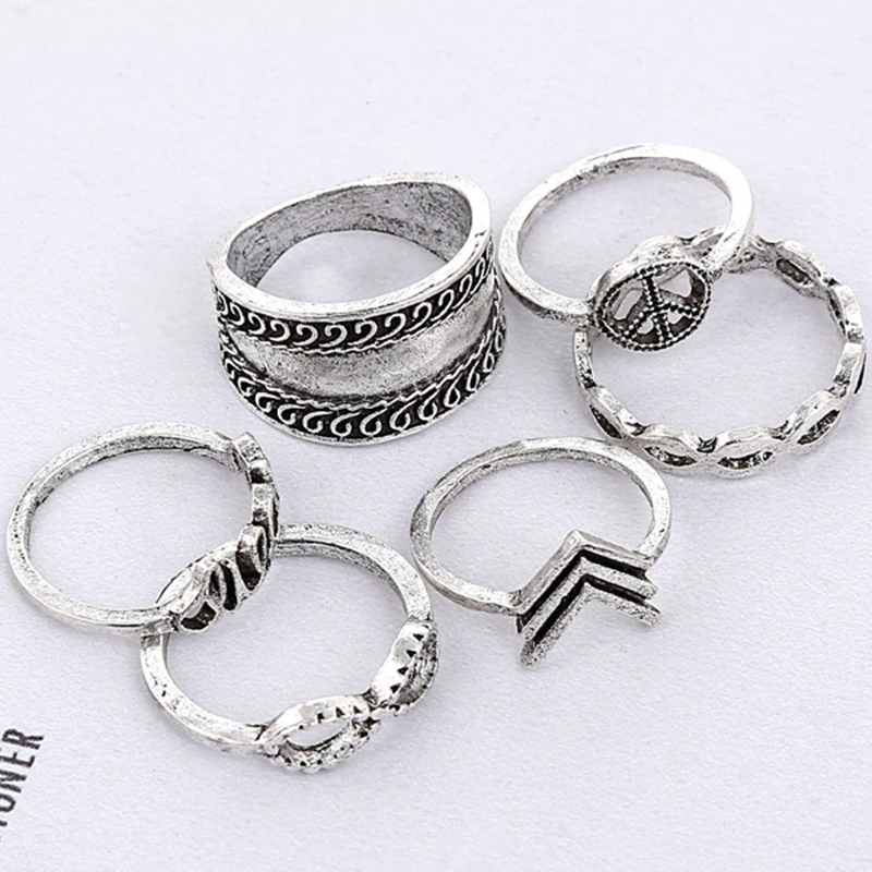 XIYANIKE 6 Pcs/Set Vintage Midi Ring Sets Infinity Peace Knuckle Rings for Women Female Boho Anillos Mujer Jewelry R155 | Украшения и